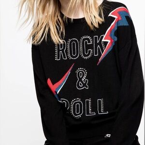 Zadig & Voltaire Black Sweater with Red and Blue Lightning